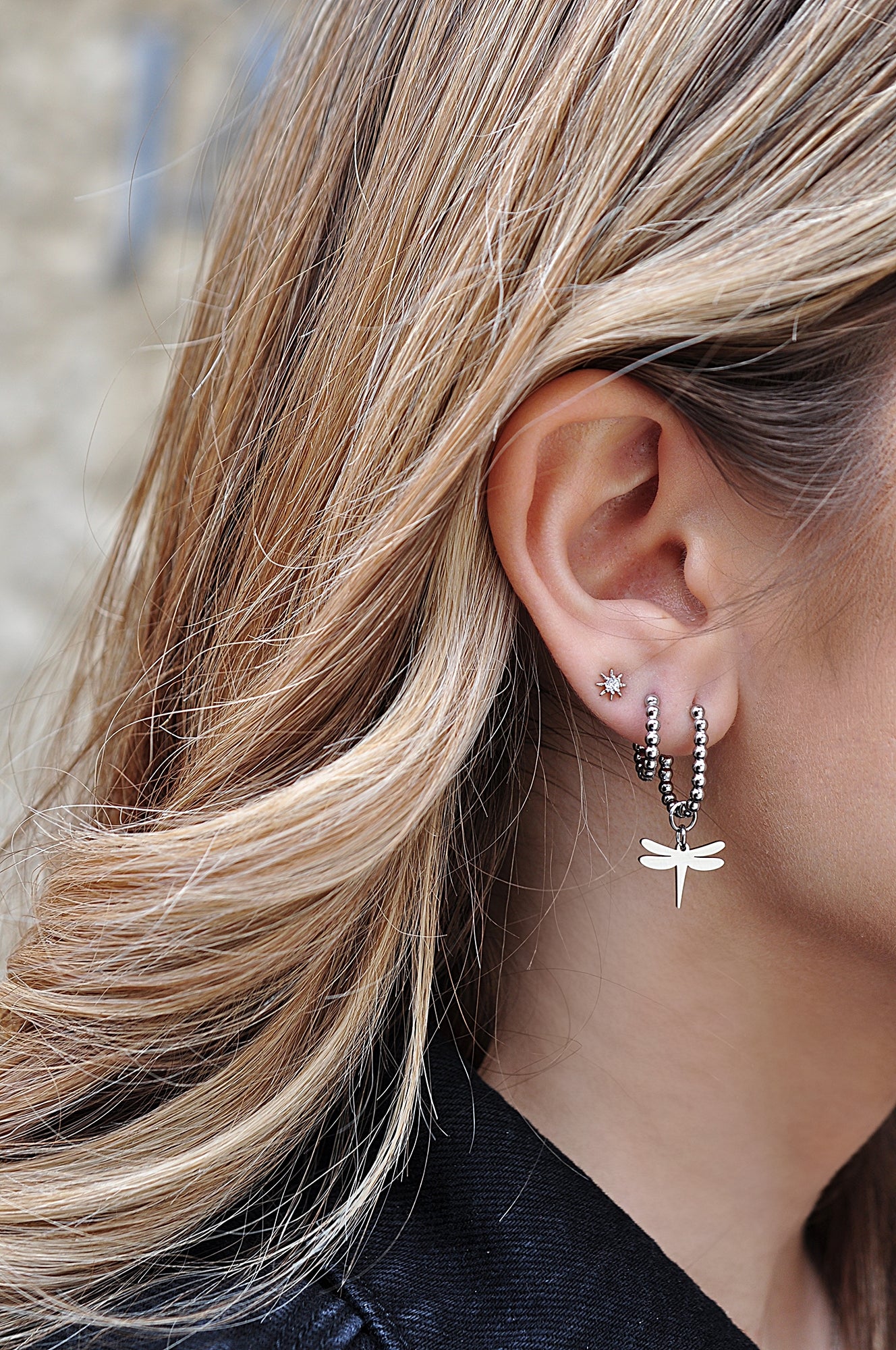 DRAGONFLY oval dot hoops / DRAGONFLY oval dot ring