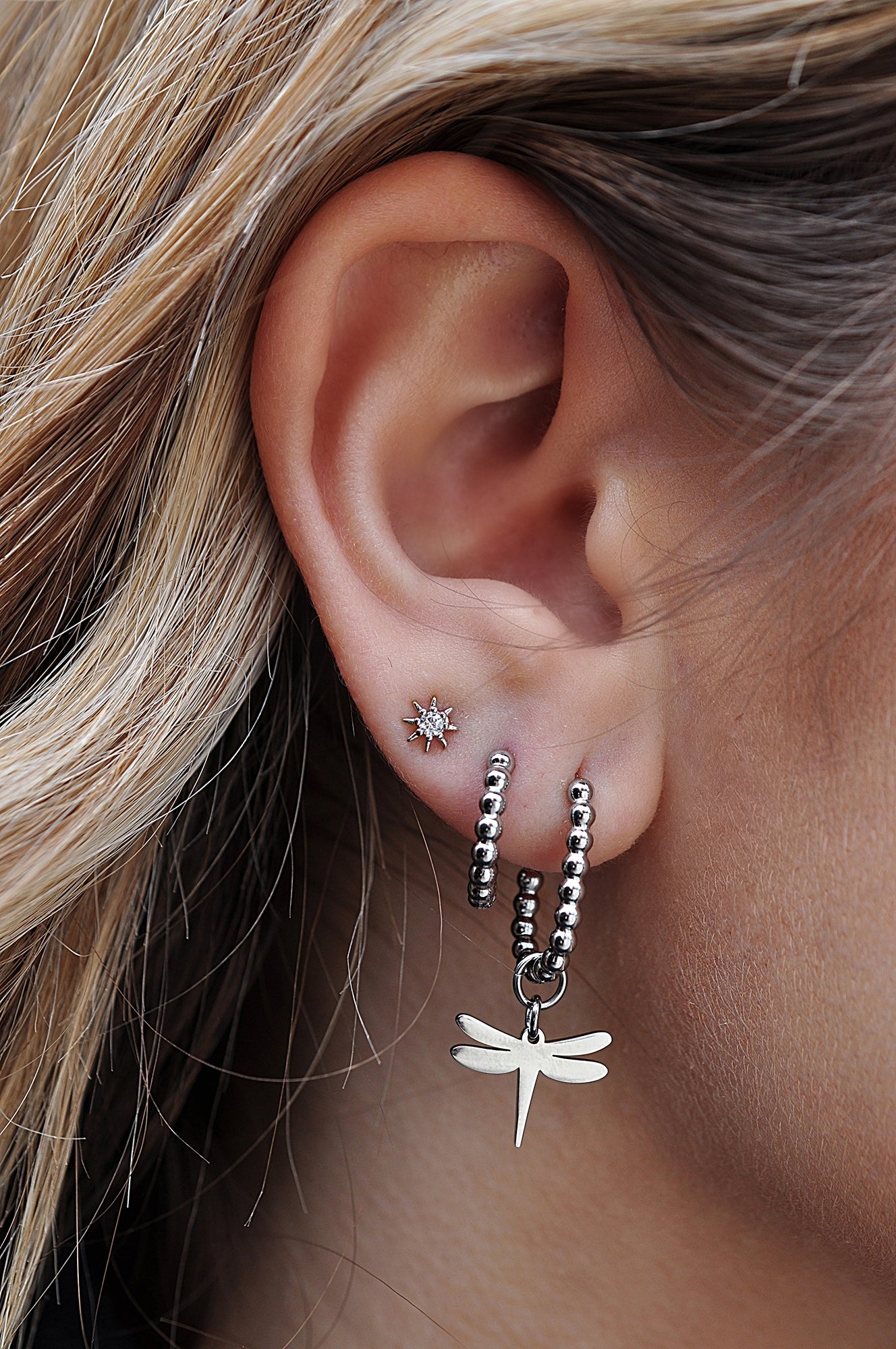 DRAGONFLY oval dot hoops / DRAGONFLY oval dot ring