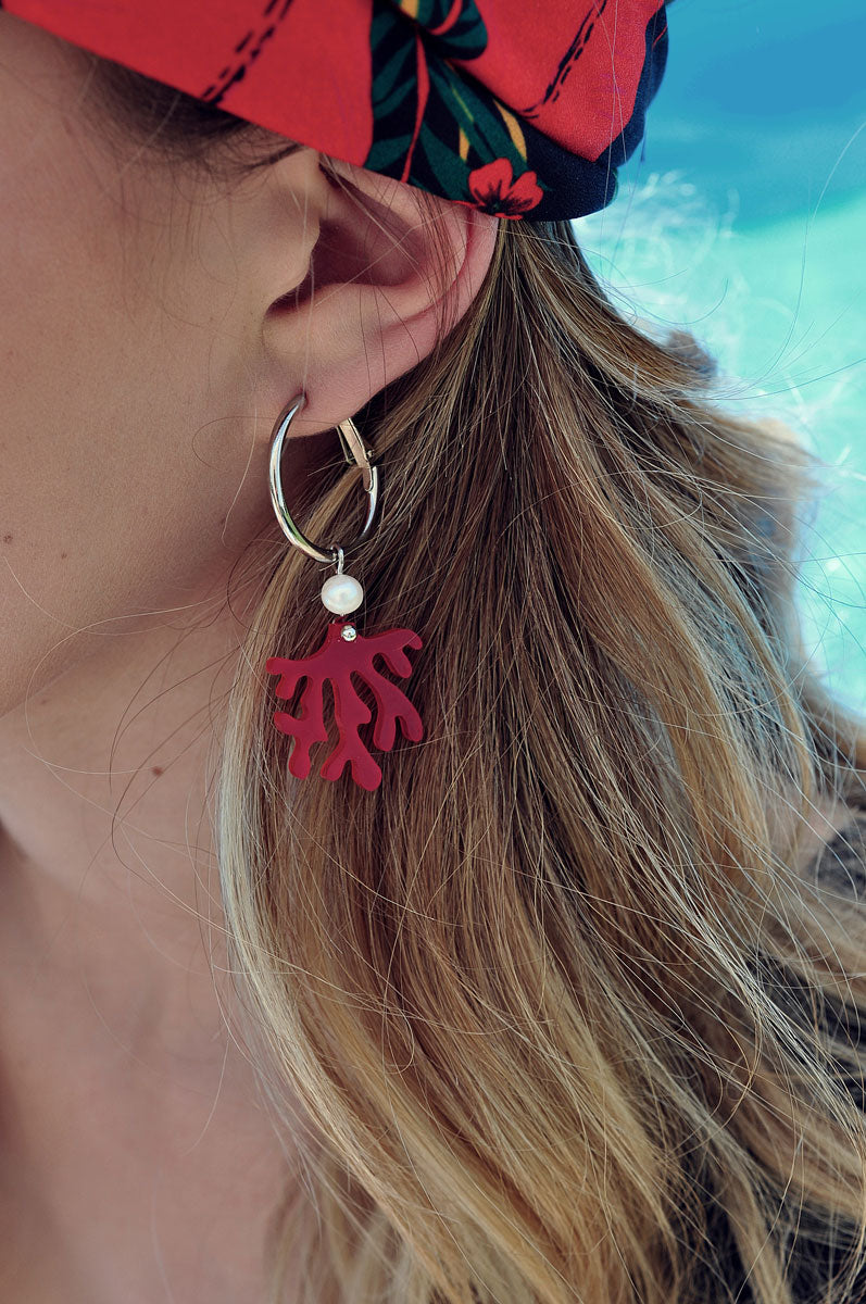 Uhani RED CORAL PEARL / Naušnice CRVENI KORALJ BISER