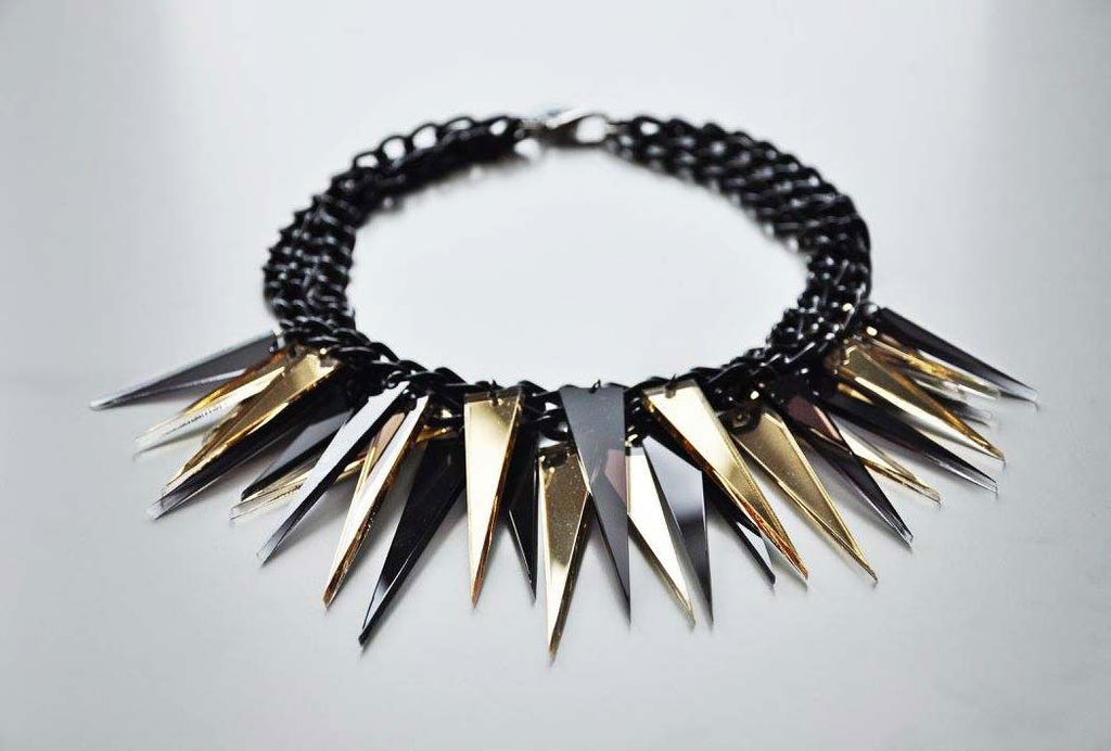 Spikes ogrlica ČRNA/SREBRNA / Spikes ogrlica CRNO/SREBRNA