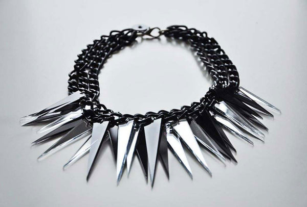 Spikes necklace BLACK/SILVER / Spikes ogrlica CRNO/SREBRNA