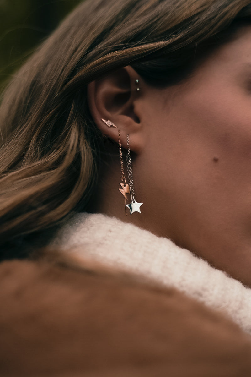 MOONCHILD Thunder & star chain earrings