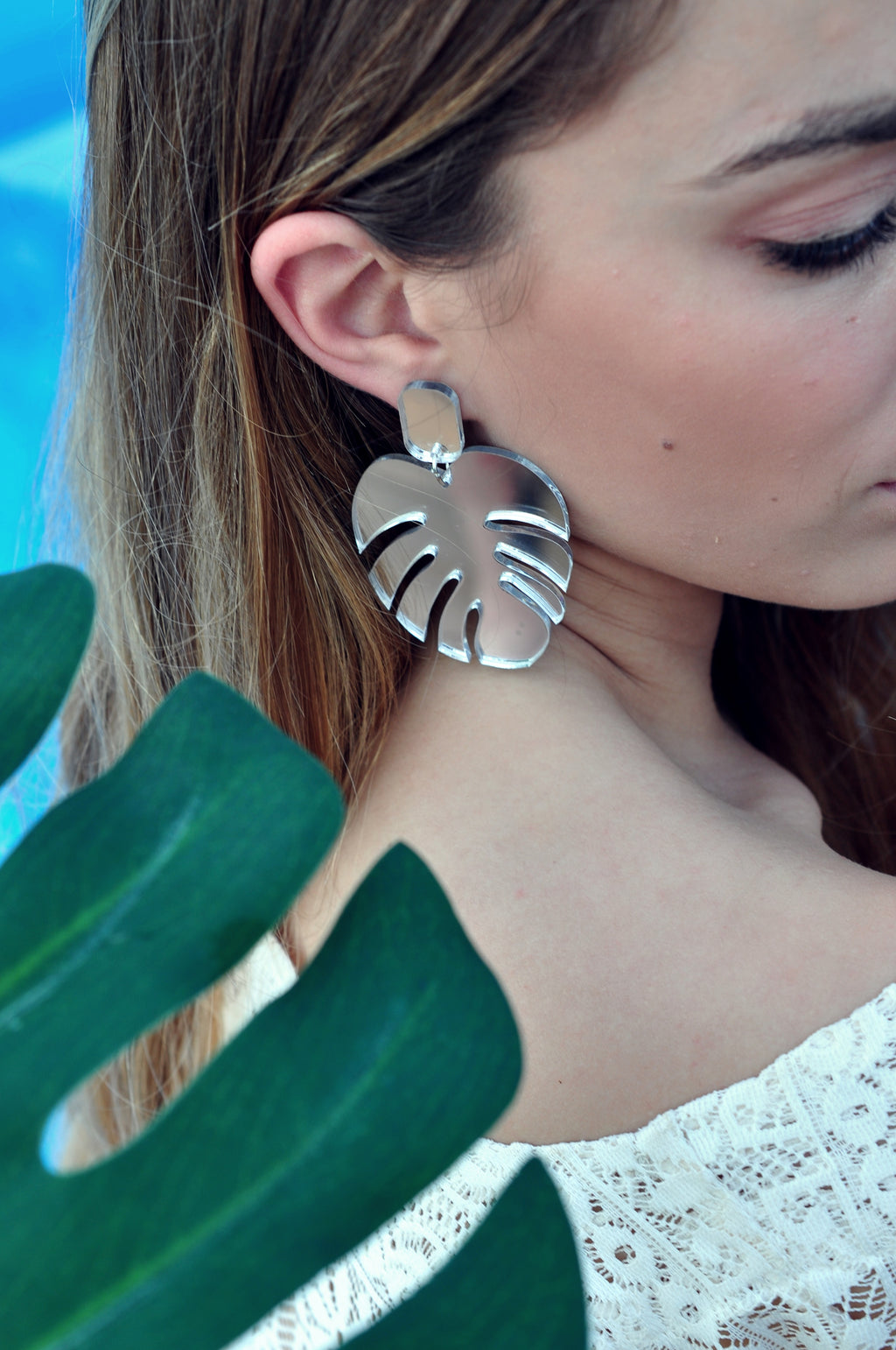 Uhani RAIN FOREST MONSTERA / Naušnice RAIN FOREST MONSTERA