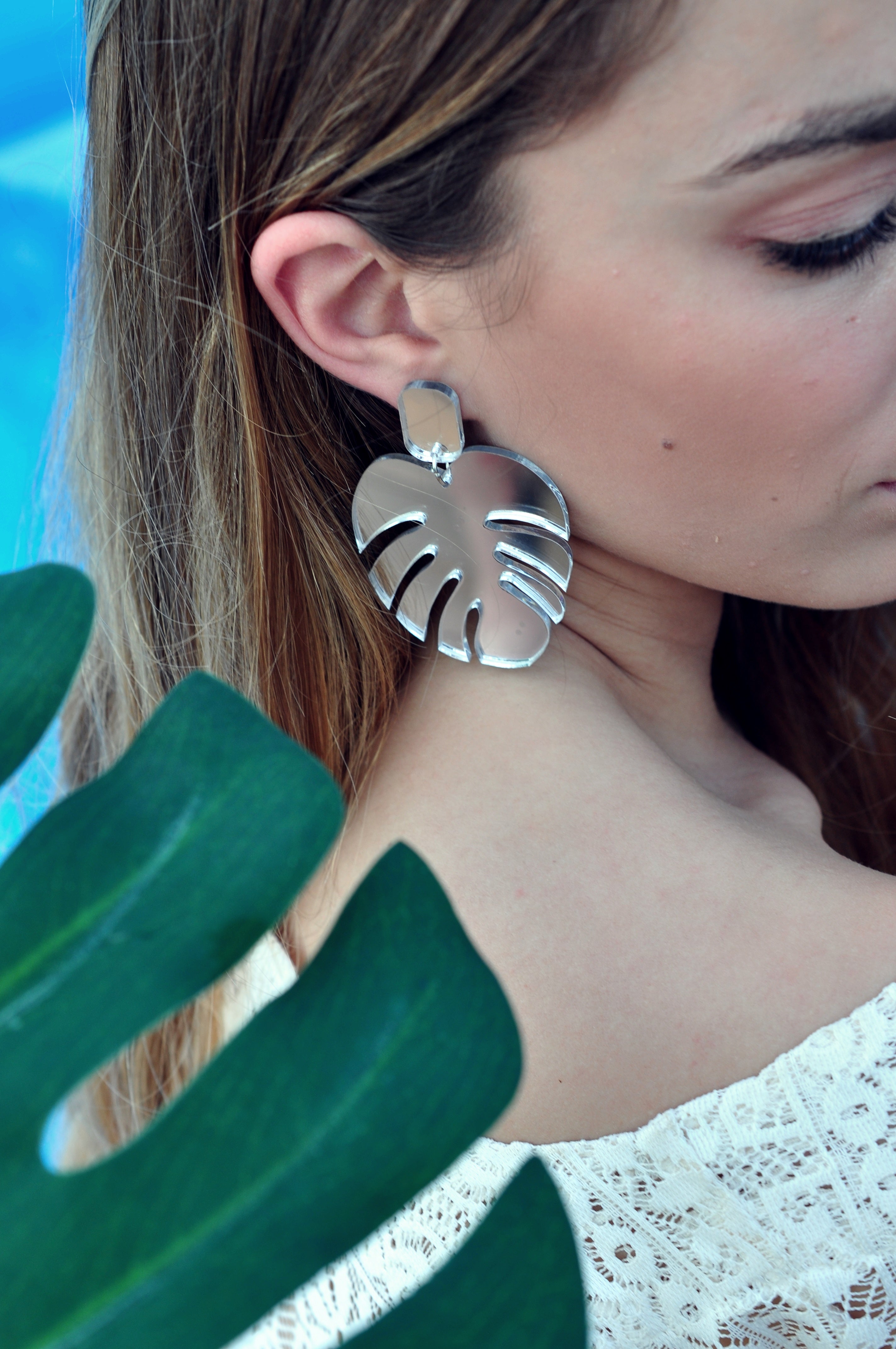 Uhani RAIN FOREST MONSTERA / Naušnice RAIN FOREST MONSTERA