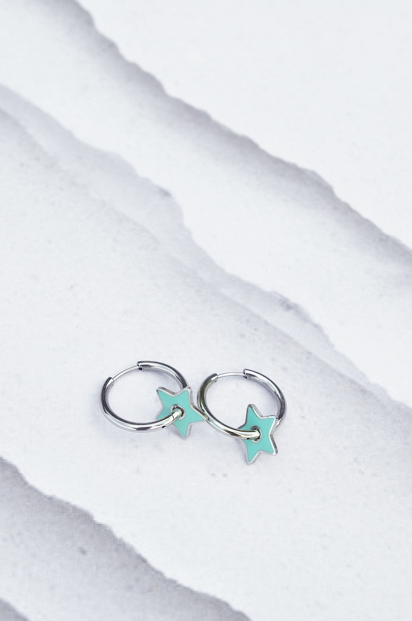 TURQUISE STAR hoop earrings / TURQUISE STAR ring naušnice