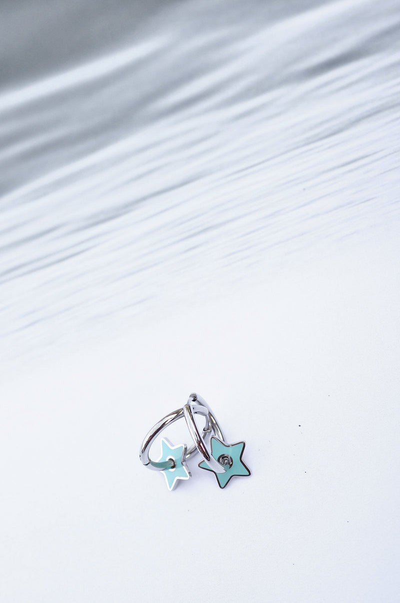 TURQUOISE STAR hoop earrings / TURQUOISE STAR ring naušnice