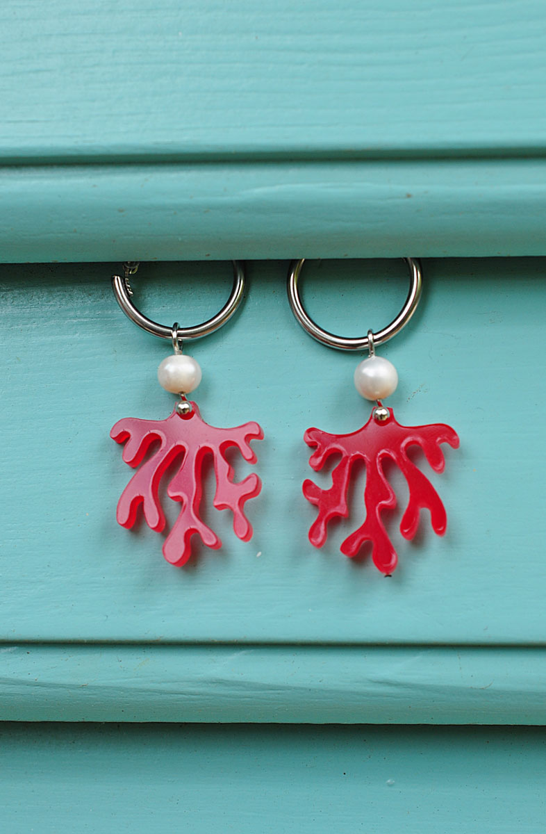 Uhani RED CORAL PEARL / Naušnice CRVENI KORALJ BISER