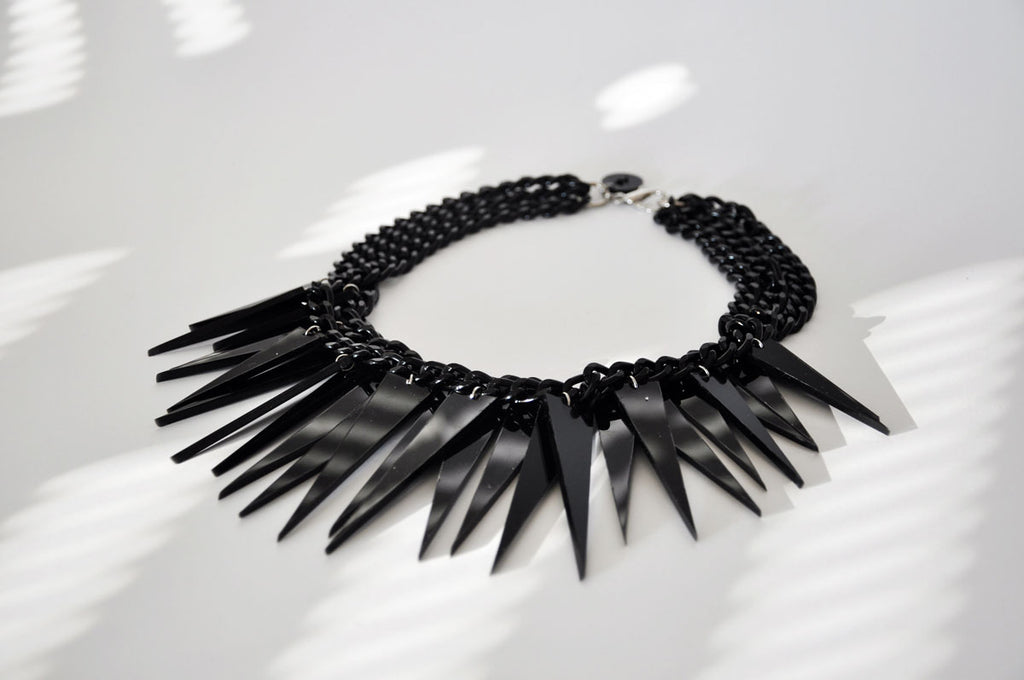 Spikes necklace ALL BLACK / Spikes ogrlica CRNA