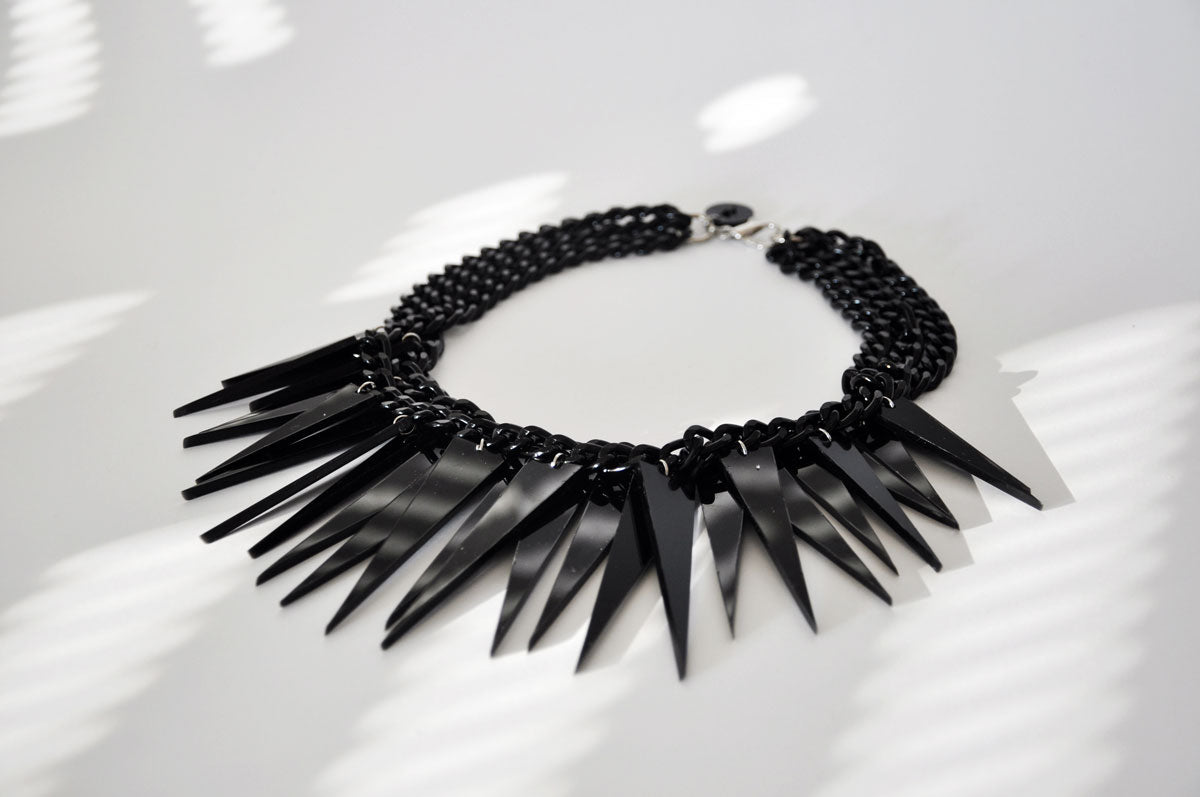 Spikes necklace ALL BLACK / Spikes ogrlica CRNA