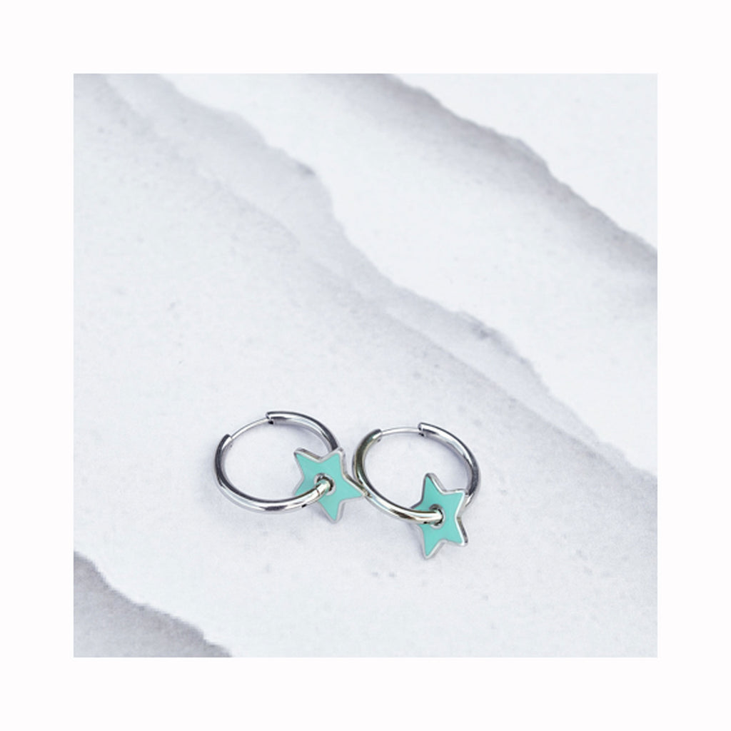 TURQUISE STAR hoop earrings / TURQUISE STAR ring naušnice