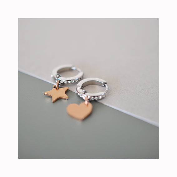 Zirkon hoop STAR earrings / Cirkon ring STAR naušnice