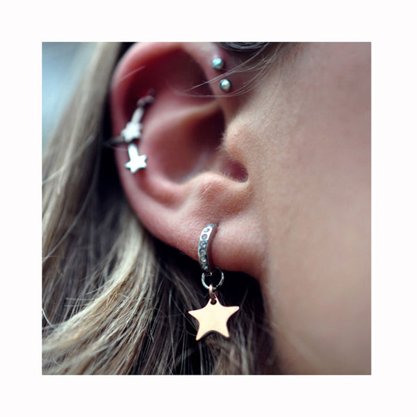 Zirkon hoop STAR earrings / Cirkon ring STAR naušnice
