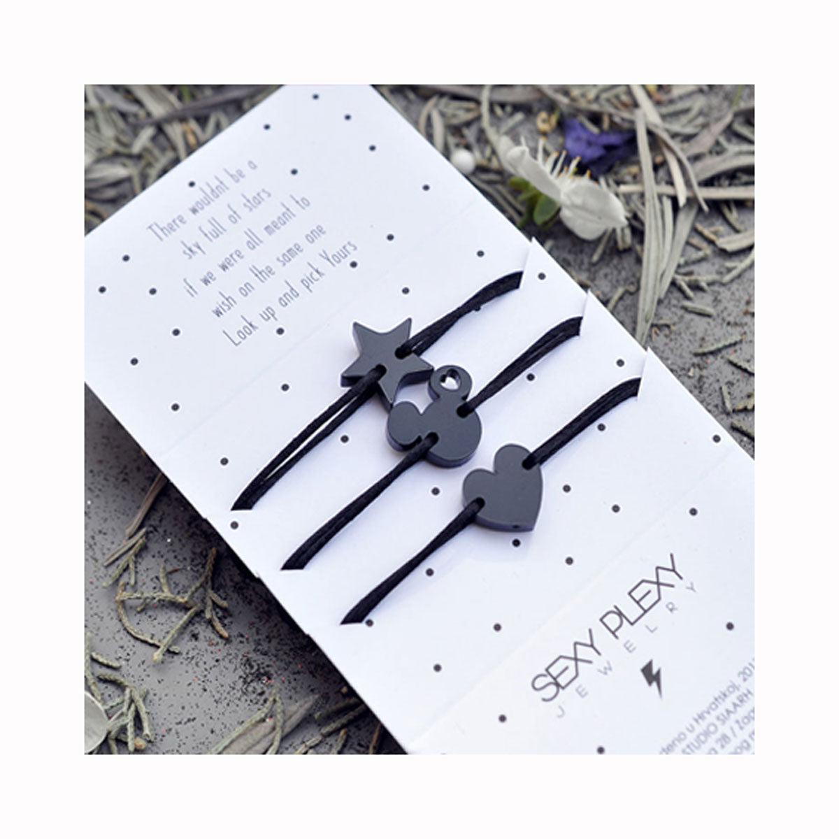 Svilena zapestnica WISH A WISH vsa črna / Svilena narukvica WISH A WISH črna