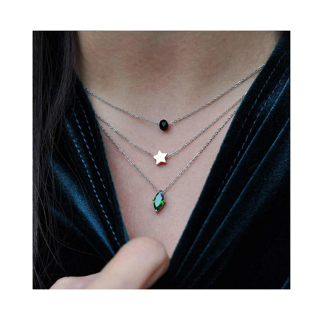 ROCK'N'DOLL zelena trojna ogrlica 